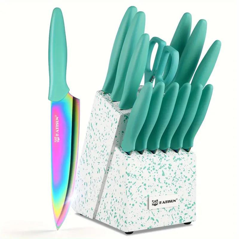 Beautiful Rainbow Titanium Coated Kitchen Knife Set