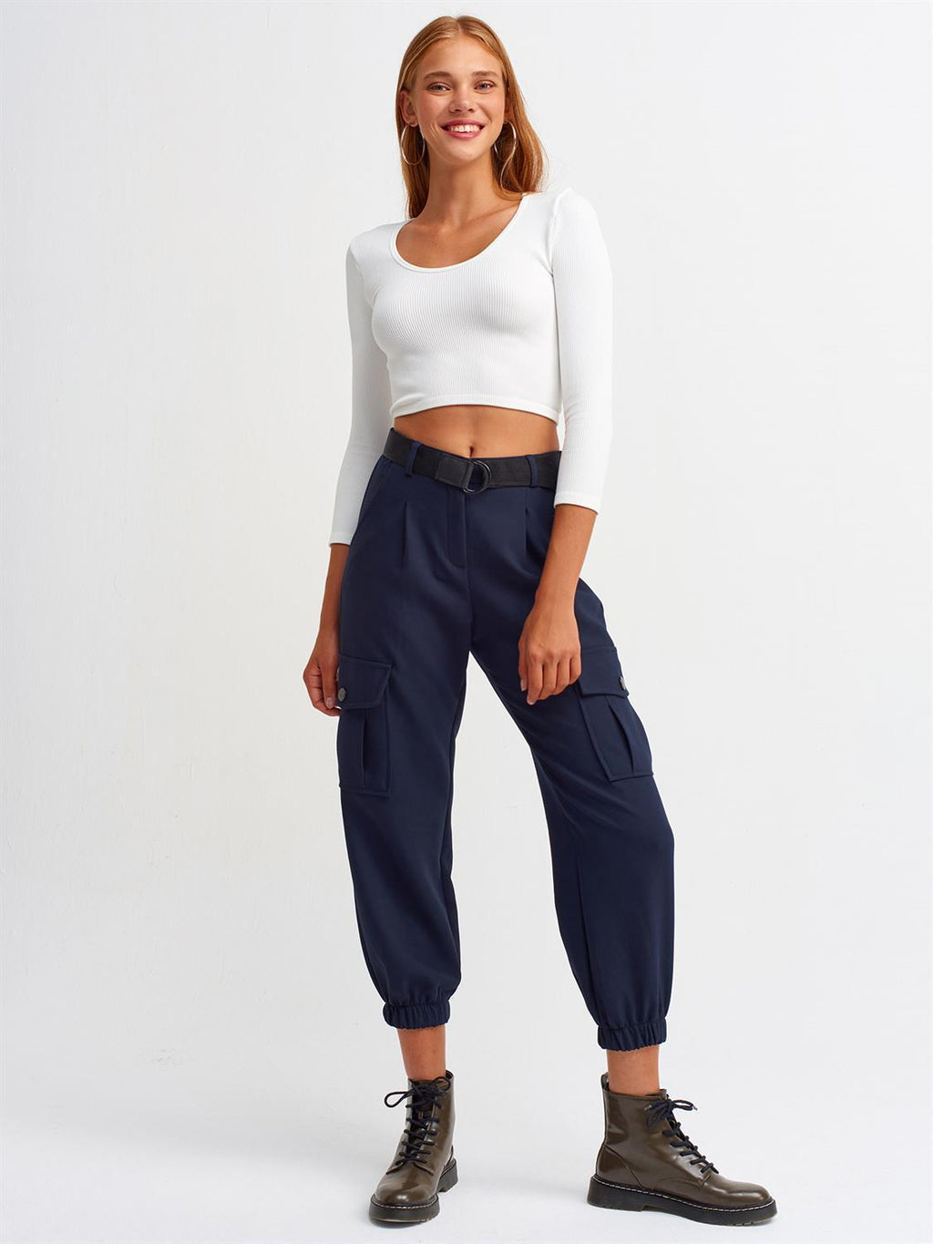 Pool Neck Long Sleeve Crop Top