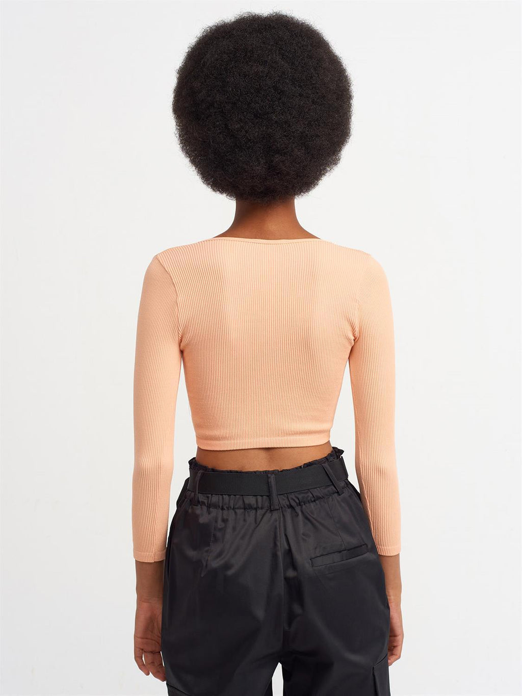 Pool Neck Long Sleeve Crop Top