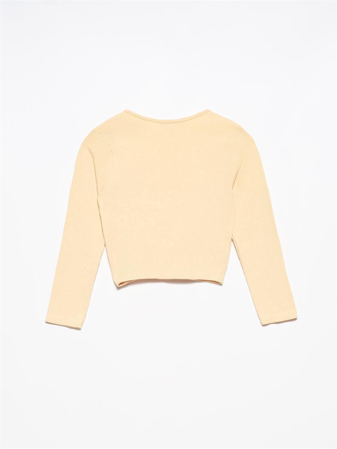 Pool Neck Long Sleeve Crop Top
