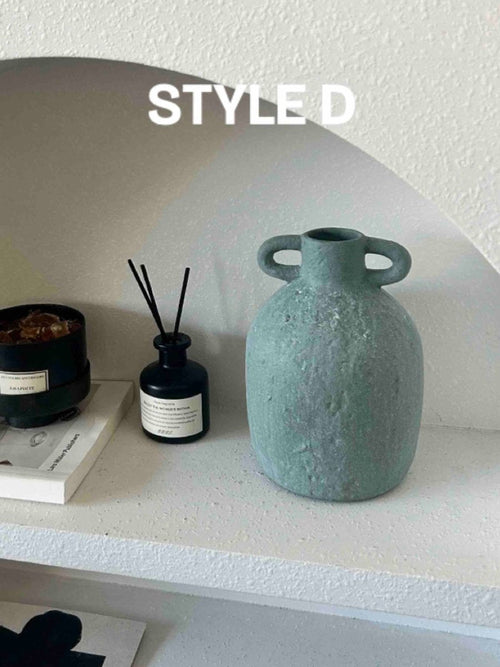 Handmade Wabi Sabi Abstract Pottery Vase, Crude Rustic Decorative