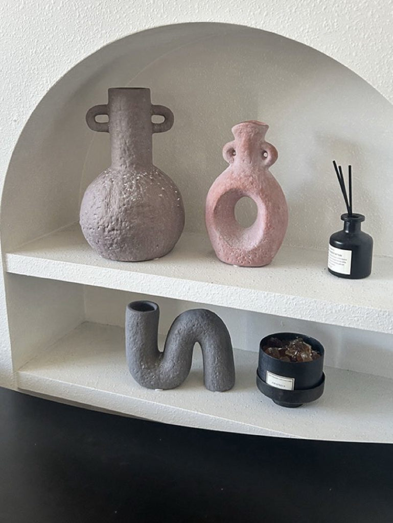 Handmade Wabi Sabi Abstract Pottery Vase, Crude Rustic Decorative