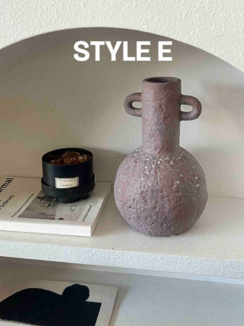 Handmade Wabi Sabi Abstract Pottery Vase, Crude Rustic Decorative