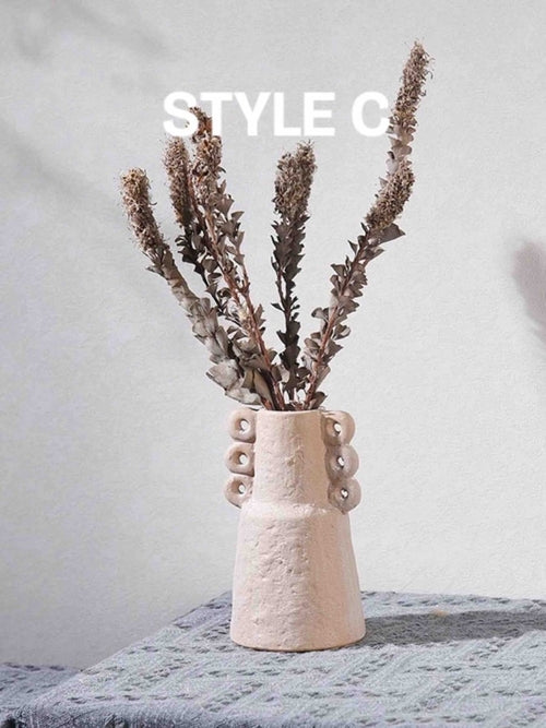 Handmade Wabi Sabi Abstract Pottery Vase, Crude Rustic Decorative