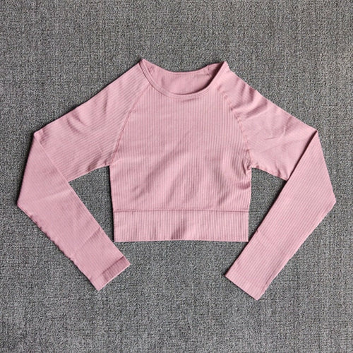 Women's Sportswear Yoga Sets Ribbed Seamless Long Sleeve Workout