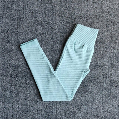 Women's Sportswear Yoga Sets Ribbed Seamless Long Sleeve Workout