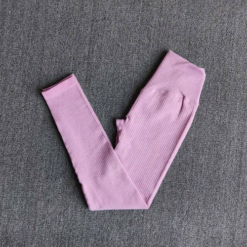 Women's Sportswear Yoga Sets Ribbed Seamless Long Sleeve Workout