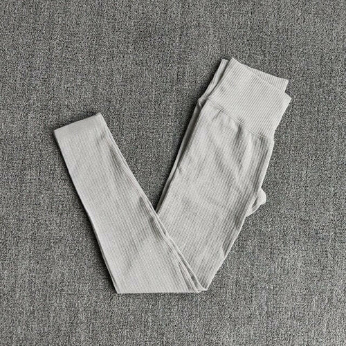 Women's Sportswear Yoga Sets Ribbed Seamless Long Sleeve Workout